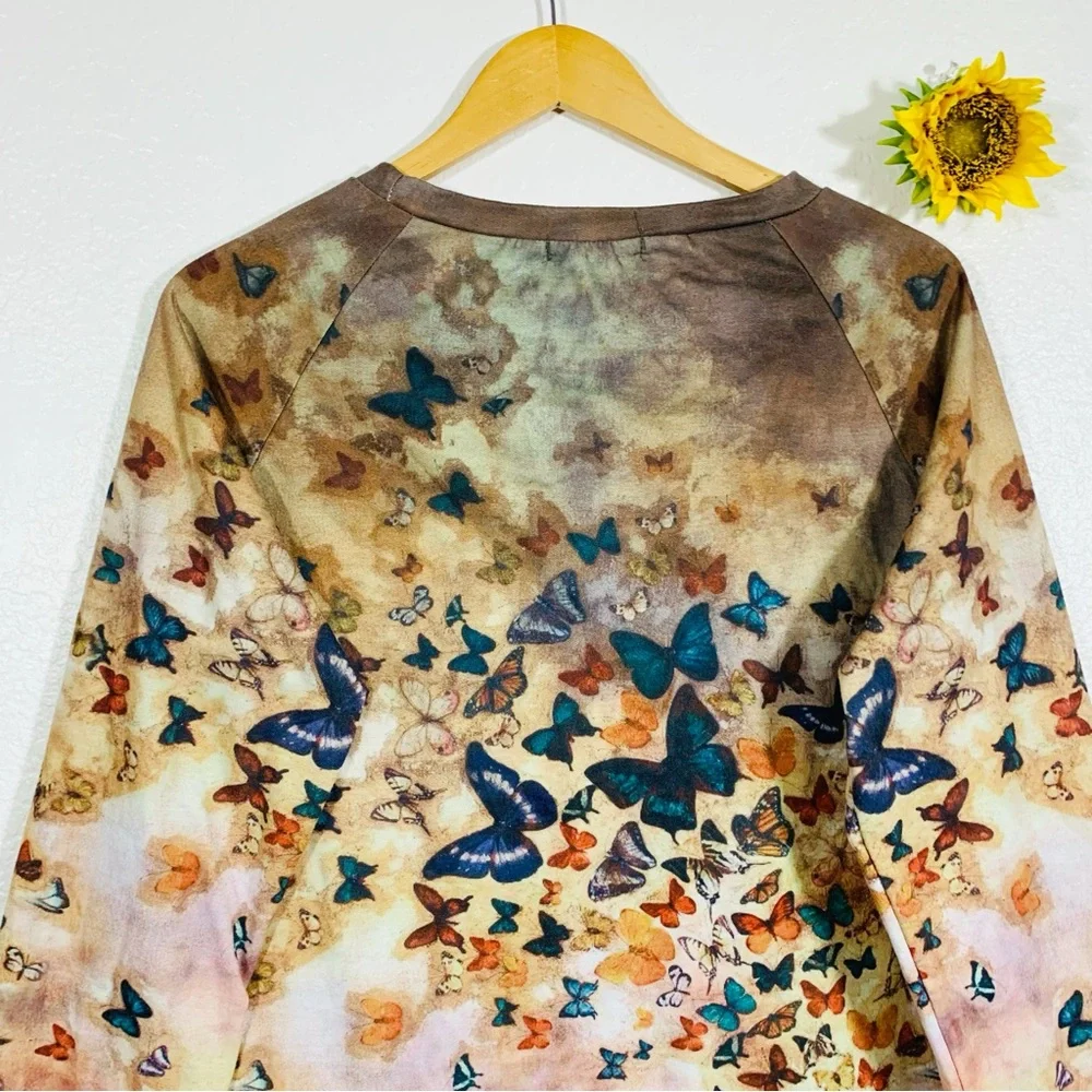 Misslook Butterfly Print Tye Dye Sweatshirt Size XL - Picture 6 of 10